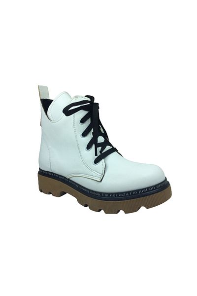 grafen Orthopedic Filet Girl's Boots White Matte Lace Up Side Zipper