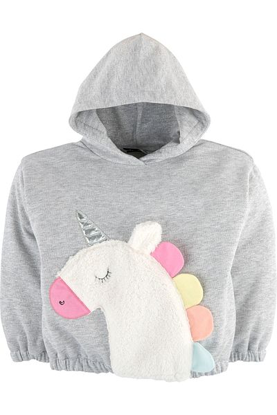 İdilbaby&Mamino Hanorac cu broderie unicorn cu sclipici gri pentru fete