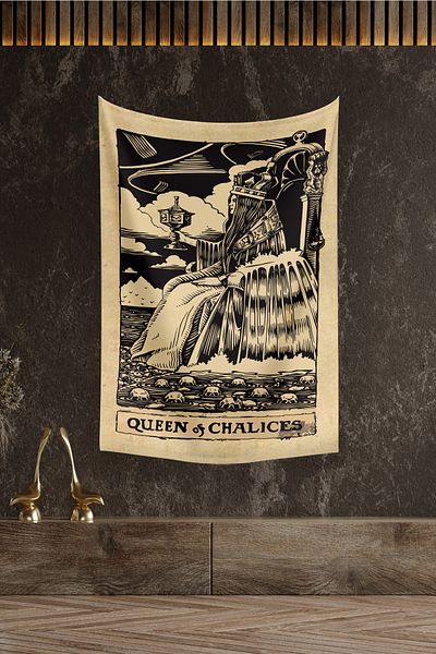 Vagonik Κάρτα Ταρώ Queen Of Chalices Μοκέτα τοίχου 140x100 cm-70x100 cm