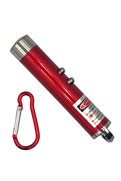 powerdex Üçü Bir Arada Fener Lazer Gece Işığı Anahtar Zinciri Pilli Kırmızı (...