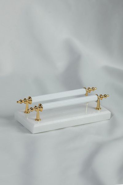 MERALP Suport pentru șervețele Pamukkale Gold Real Marble, Mâner cu profil metalic