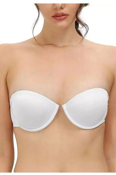 by İGP Sutien pentru rochie de seara cu cupa moale, alb, transparent, decoltat, nesuportat