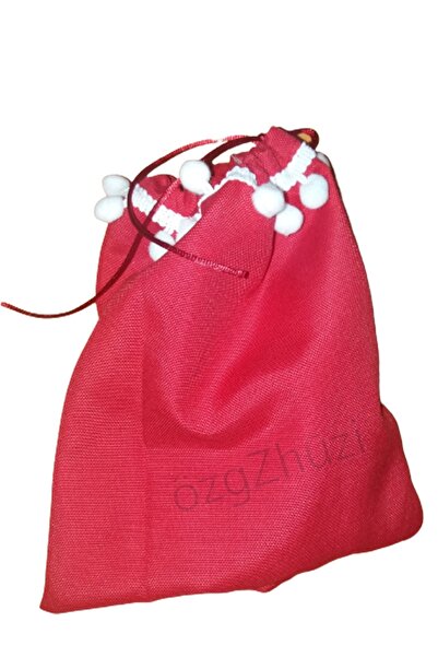özgzhuzi Yılbaşı Hediye Kesesi Kırmzı Ponponlu En X Boy