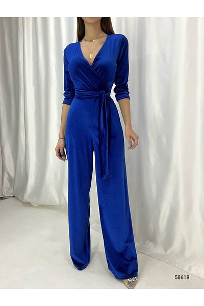 modakyra Rochie legendară Saks Blue pentru femei, cu picior largi, cu curea din catifea