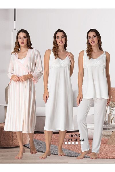 Puerpera Effortt Women's Pajama Set Nightgown Dressing Gown Postpartum Pregnant Set of 4 9036