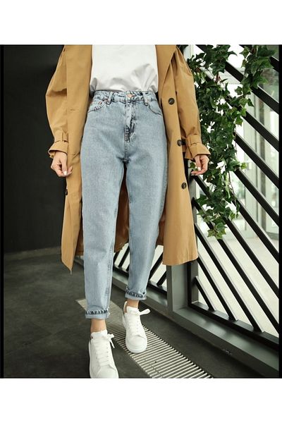 LAMİRA Blugi cu talie înaltă Laminta Mom Snow Wash / lycra Ky8090