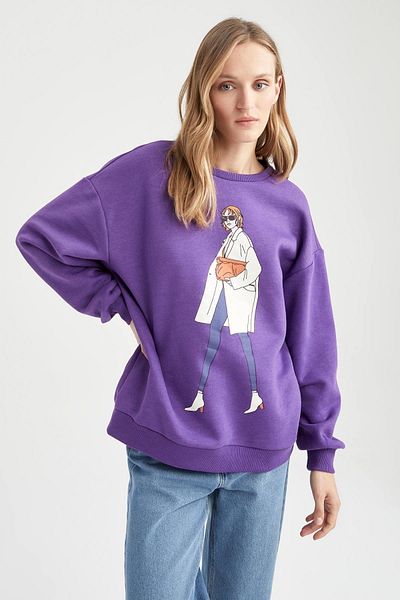 DeFacto Übergroßes Sweatshirt mit Rundhalsausschnitt und Aufdruck Z1499az22au