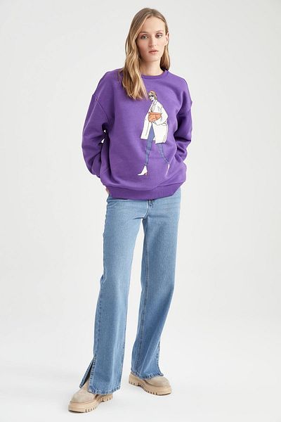 DeFacto Übergroßes Sweatshirt mit Rundhalsausschnitt und Aufdruck Z1499az22au