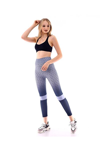 Ayya Women High Waist Digital Printed Leggings Gray Anthracite
