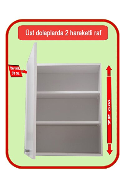 Kenyap Manolya Mutfak 340 Cm High Gloss Beyaz & Capucino Tezgah Hariç