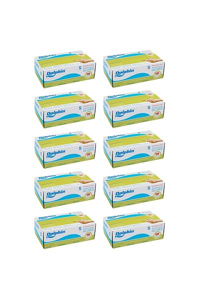 Dolphin Powdered Latex Gloves (S) 100 Pack 10 Pieces
