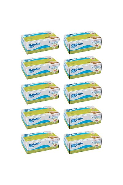 Dolphin Powdered Latex Gloves (L) 100 Pack 10 Pieces