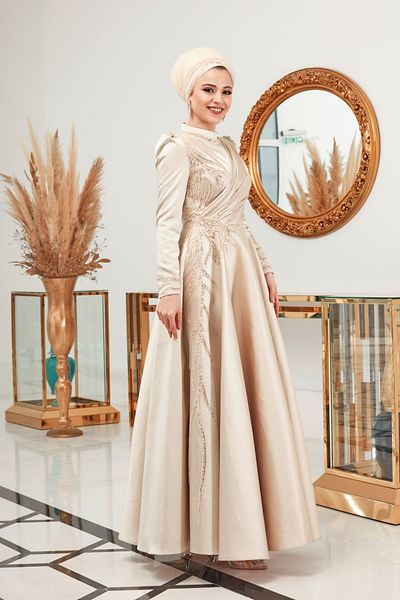 Dress Life Noble Satin Hijab Evening Dress