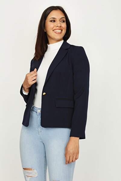 Select Moda Blazer de damă bleumarin cu închidere cu un singur nasture