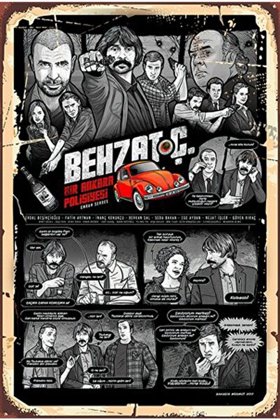 hediyeniburadabul Behzat Ç. Retro Ahşap Poster