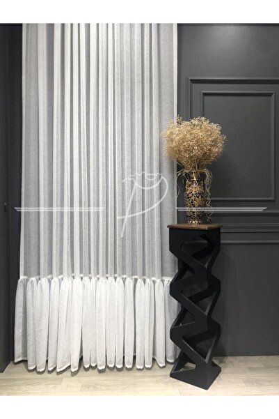 rendecioğlutekstil Tül Perde Keten Tül Etek Fırfırlı Düz Dikim