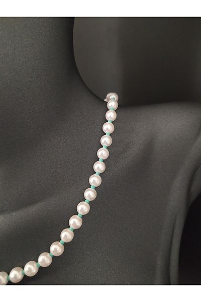 LUCK Women's Turquoise Beaded Pearl Necklace