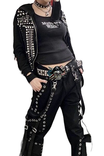 targay Kovboy Tokalı Gothic Punk Metallica Tarzı Zımbalı Kemer