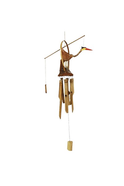 BOHOBAZZAR Bambu El Yapımı Leylak Rüzgar Çanı 65 Cm