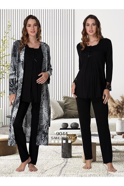 Puerpera Kadın Lohusa Hamile Sabahlıklı Pijama Takımı 9044