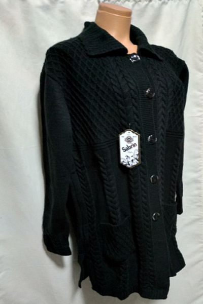 GÜZEL KAMAN Mother Knitwear Black Front Buttoned Long. Sweater 3XL Tight Useful