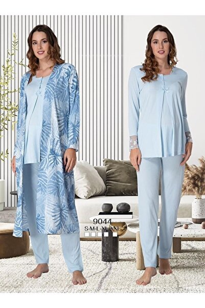 Puerpera طقم بيجامة حوامل للنساء مع روب 9044