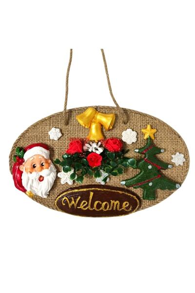 nesever store Χριστουγεννιάτικο στολίδι για την πόρτα με τον Άγιο Βασίλη και το χριστουγεννιάτικο δέντρο