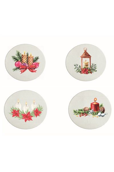 BUBESTORE Set of Four New Year's Eve Double Turkish Coffee Cups with Saucers