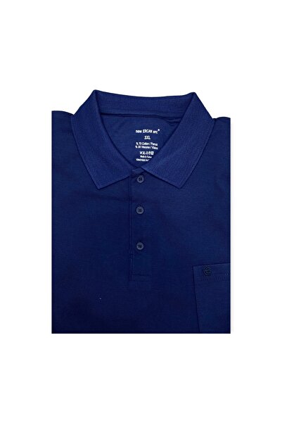 Sadık Collection Men's Large Size Polo Collar Combed Cotton Long Sleeve Pocket Sweater 1104