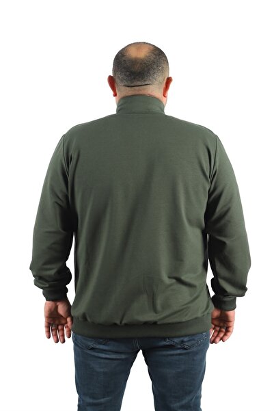 MocGrande Büyük Beden Basic Mevsimlik Fermuarlı Sweatshirt 22750 Hakı