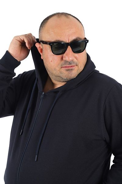 MocGrande Μεγάλο μέγεθος Basic Seasonal Zippered Hooded Sweat 22751 Navy Blue