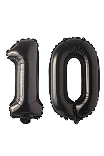 LOTUS PARTY 10 Number Black Foil Balloons ( 76 Cm - 34 Inch )