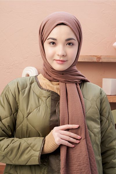 Modakaşmir Σειρά Carre Cotton - Σάλι Dusty Brown