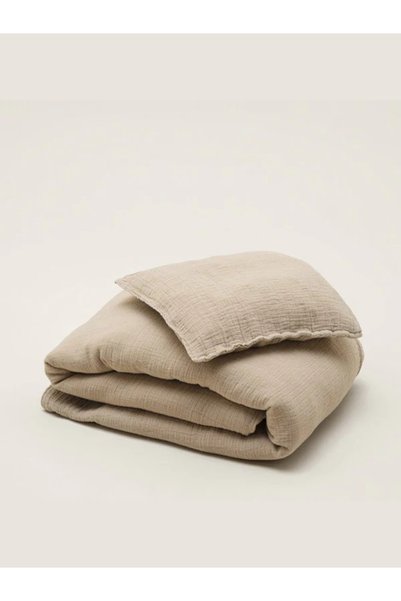 Anne Sesi Bürümcük Muslin Baby Duvet Cover Set 100% Organic Cotton - Beige