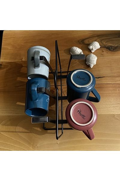 RENK YAPI RÜYASI Cup Flux, Cup Holder, Cup Drying Rack, Tableware Presentation, Organizer, Dish Stand for Mug Black