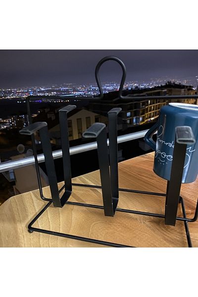 RENK YAPI RÜYASI Cup Flux, Cup Holder, Cup Drying Rack, Tableware Presentation, Organizer, Dish Stand for Mug Black