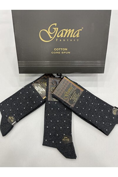 Gama Çorap 3 броя дебели зимни мъжки чорапи от 100% натурален памук, без найлон, с шарка на точки