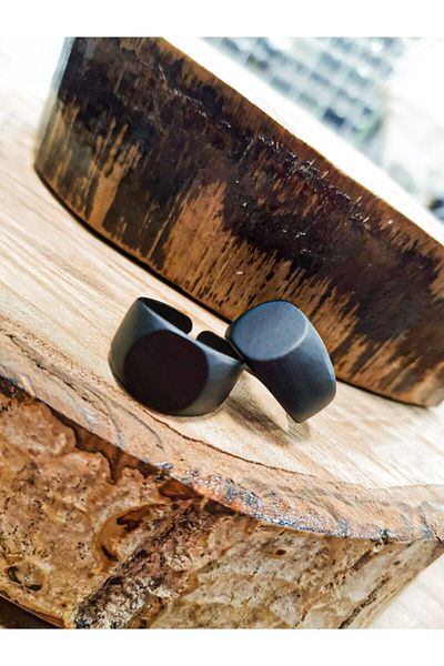 The Collection Men's Matte Black Ring Knight Model Adjustable Ring