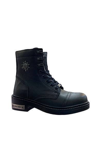 John May Μαύρες δερμάτινες μπότες Unisex