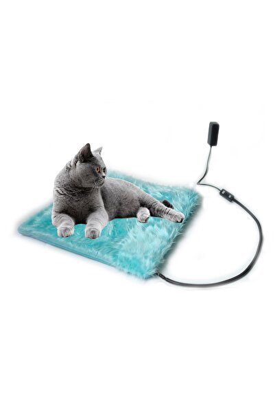 POWERTEC Kedi Köpek Isıtıcı Ped 48x48cm 5cm Kalınlık Peluş Yumusak Kumaş Yıkanabilir 12v Ile Çalışır