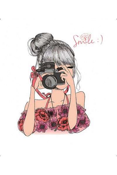 vanilyahome Children's Room - Cute Girl Taking Photo Printed Zebra Curtain