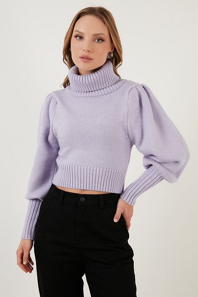 Lela Sleeve Detailed Turtleneck Pullover Sweater 63622534