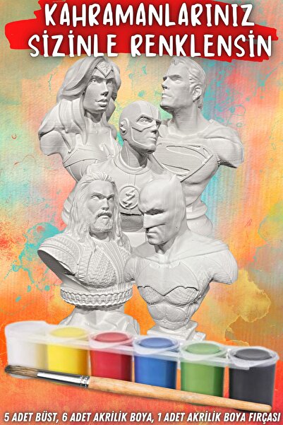 Craft3D Atölye Dc Süper Kahramanlar Beton/taş/figür/büst Boyama Seti-çocuk Bo...