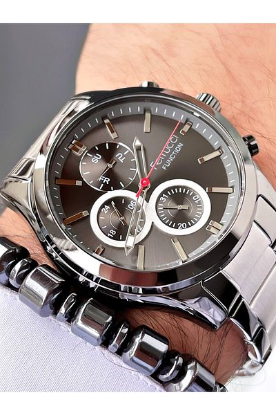 Ferrucci Silver Color Steel Strap Men's Wristwatch Bracelet Gift