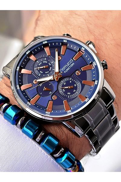 Ferrucci Silver Color Men's Steel Cord Wristwatch with Bracelet Gift