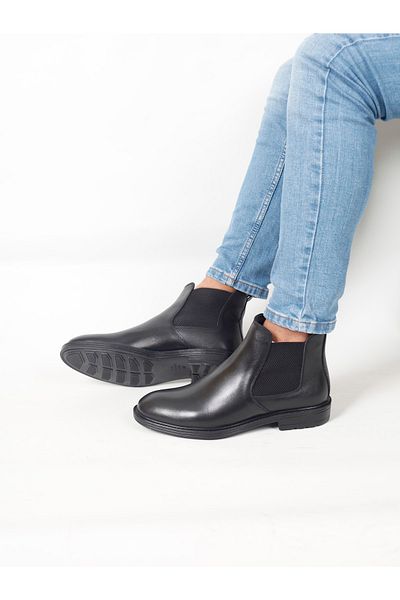 capel hor-se Men's Chelsea Black Antique Elastic Leather Boots