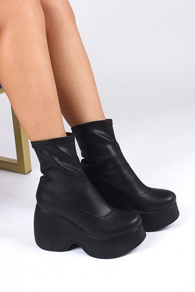 Prego Γυναικείες μπότες με χοντρή πλατφόρμα Poly Sole Light Black Stretch