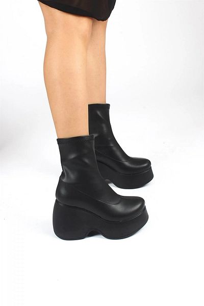 Prego Γυναικείες μπότες με χοντρή πλατφόρμα Poly Sole Light Black Stretch