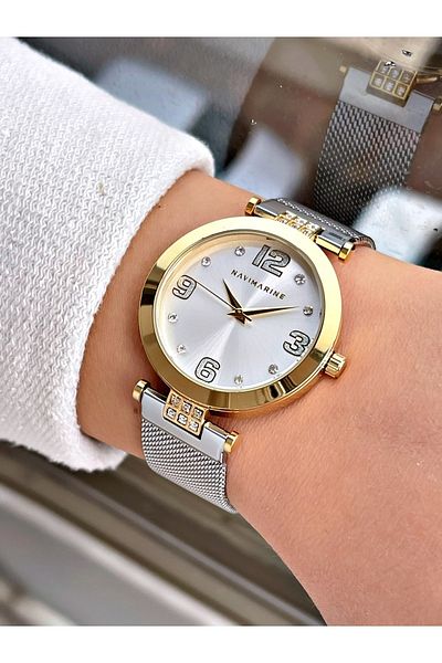 Navimarine Silver-gold Color Steel Strap Women's Wristwatch Bracelet Gift