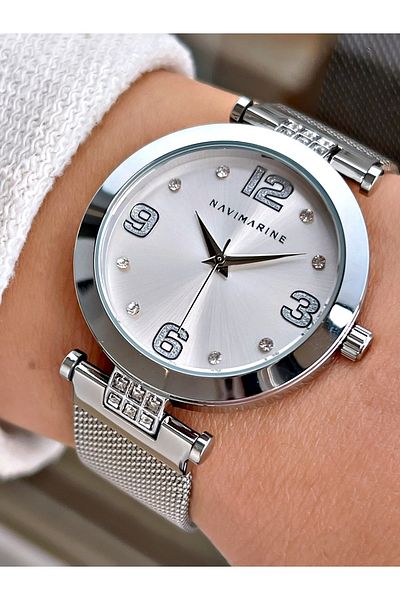 Navimarine Silver Color Steel Strap Women's Wristwatch Bracelet Gift